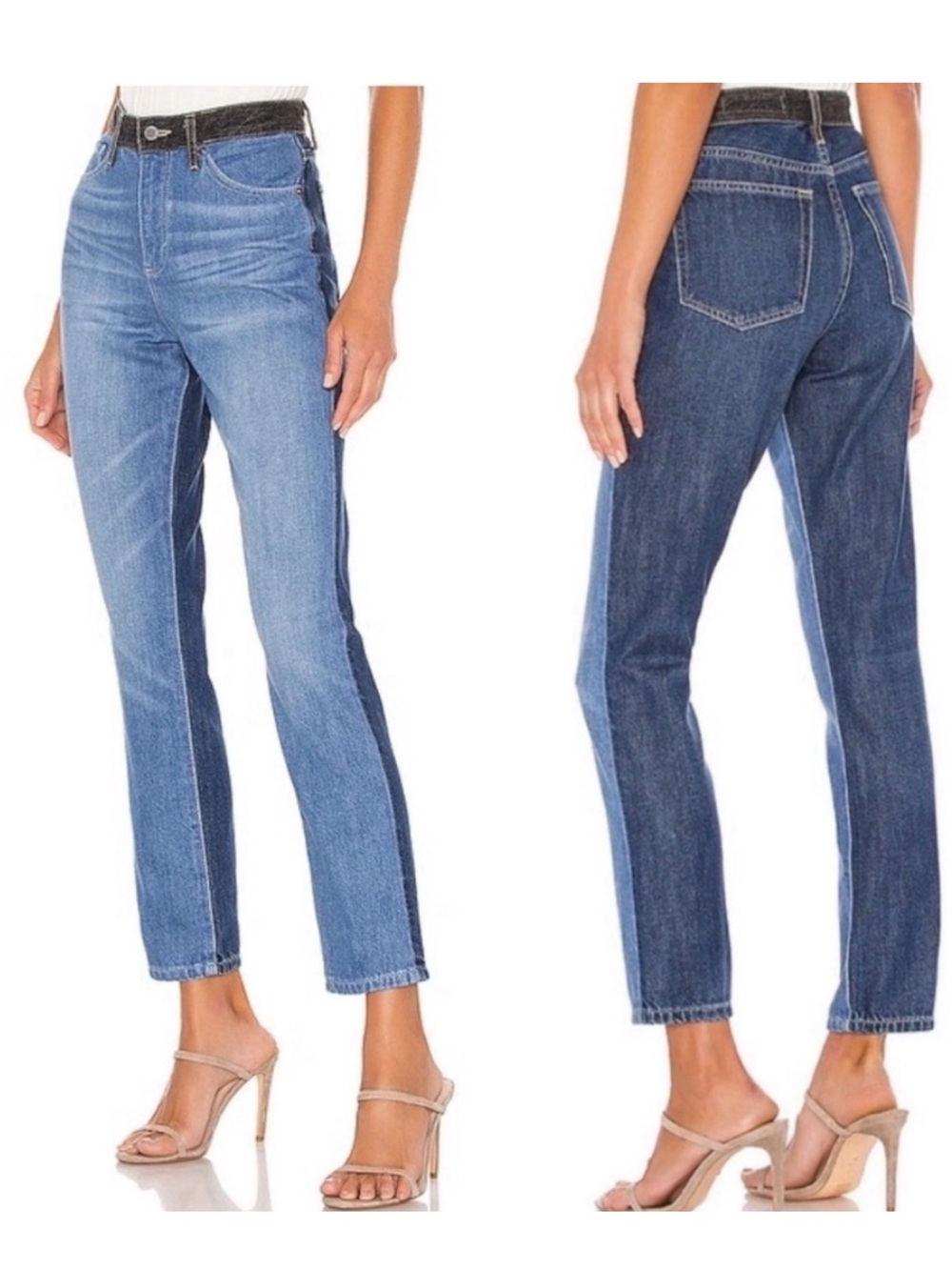 AG The Sophia Ankle Vintage High-Waisted Skinny Two Tone Jeans